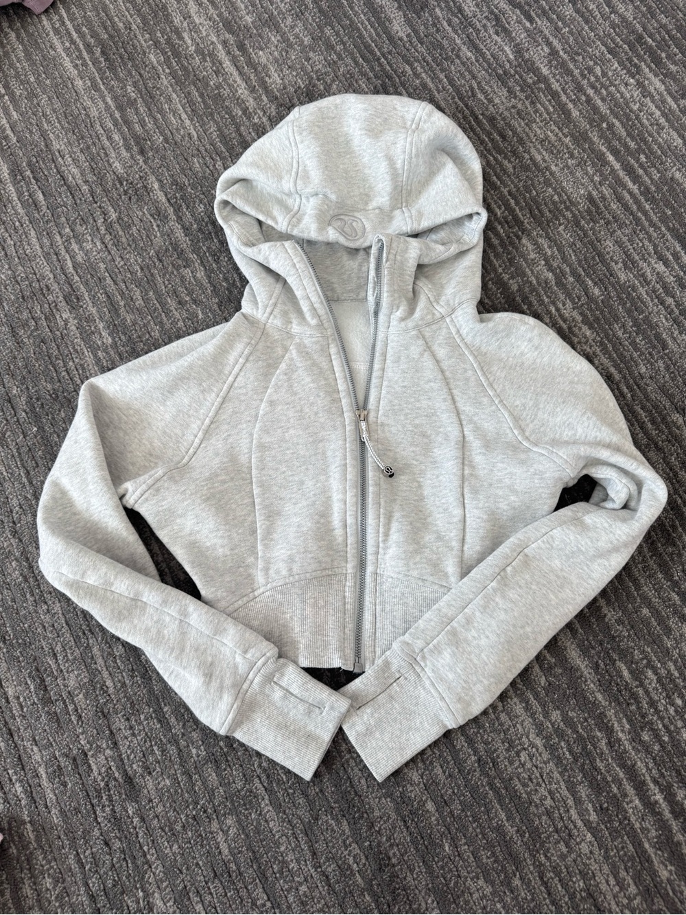 lululemon Scuba Full-Zip Cropped Hoodie Heathered Core Ultra Light Grey– Size 0